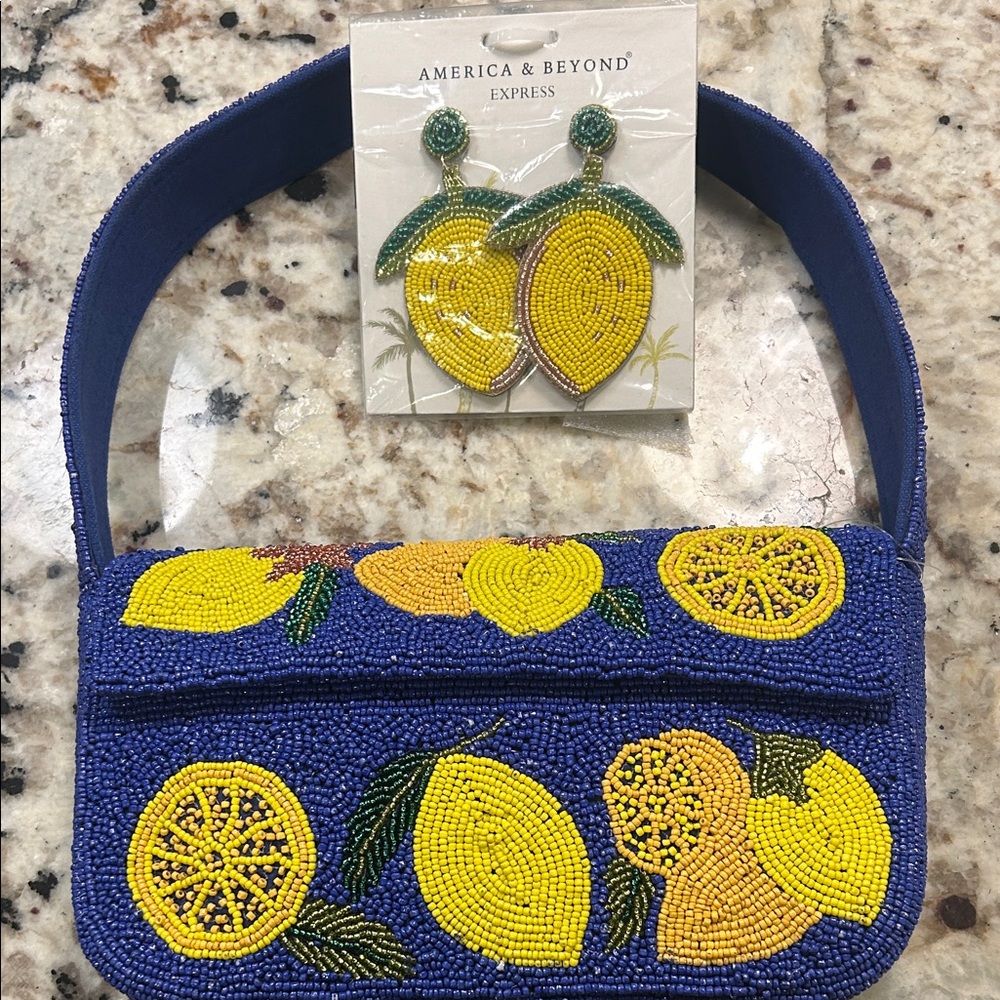 America & Beyond Blue Lemon Beaded Bag Viral TikTok